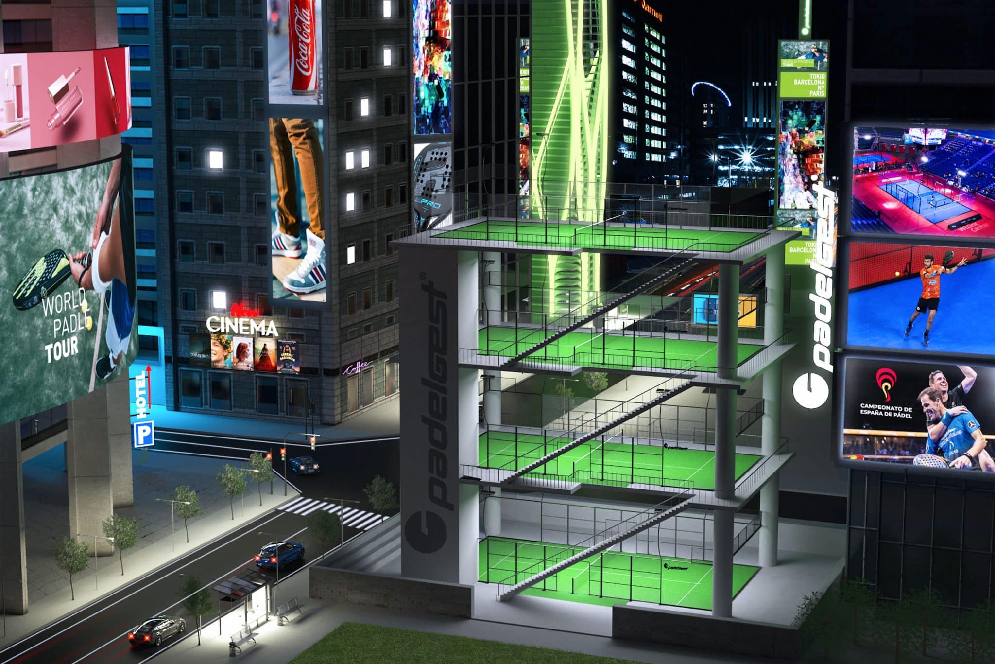 Pista de pádel construcción vertical