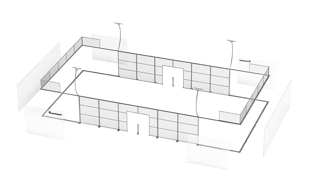 render de una pista de pádel portátil